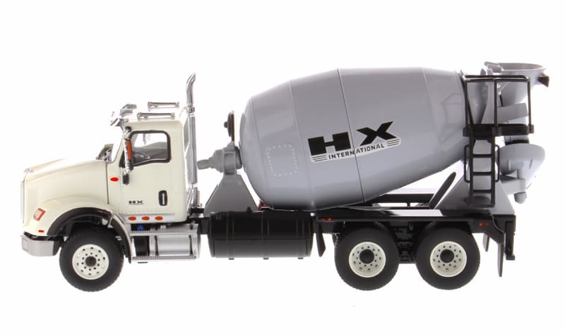 A cement truck is shown with the hx logo on it.