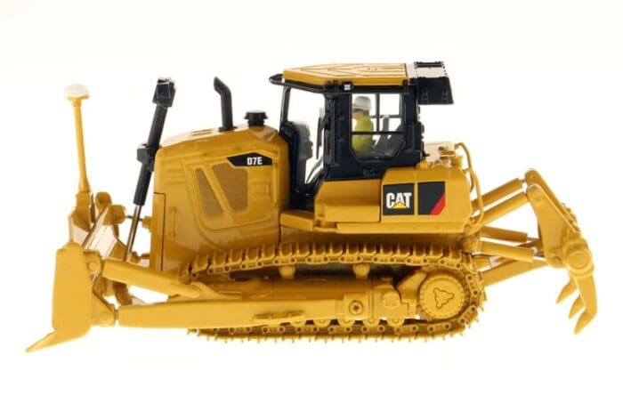 A yellow cat bulldozer is on display.