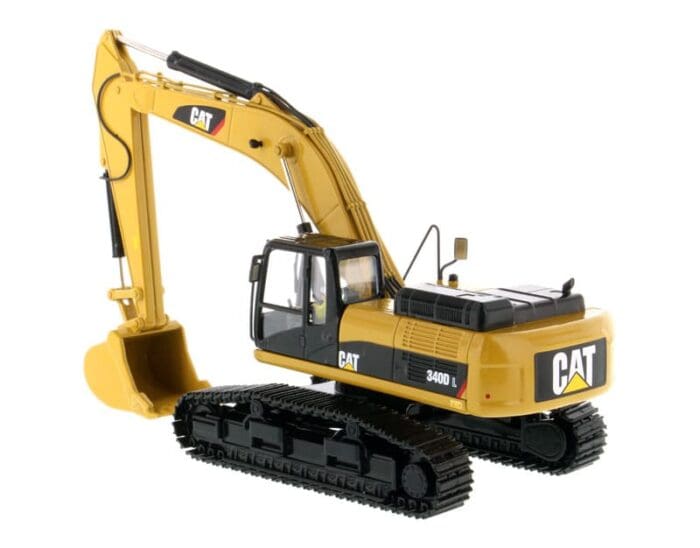A yellow and black cat construction vehicle