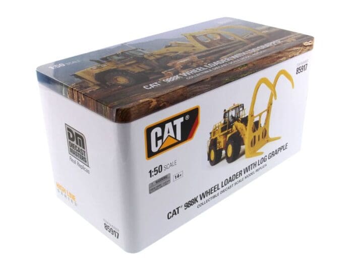 A cat construction vehicle is in a tin.