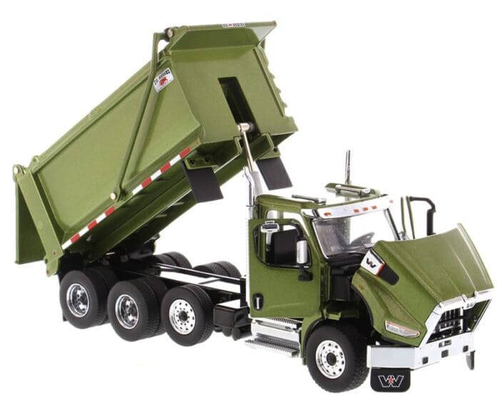 Western Star Tandem Dump Truck with Pusher Axle in Metallic Olive Green