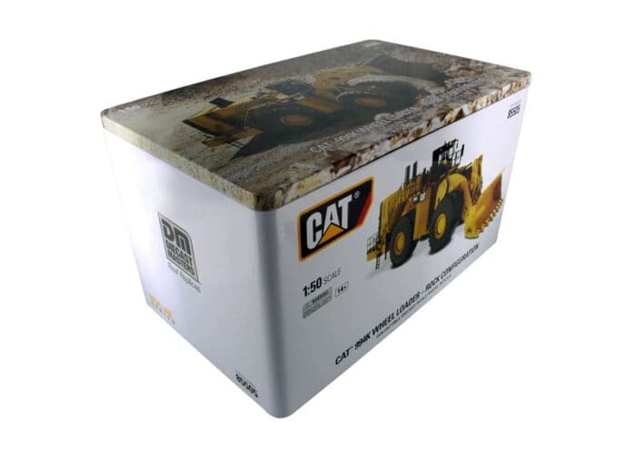 A cat construction vehicle tin box.
