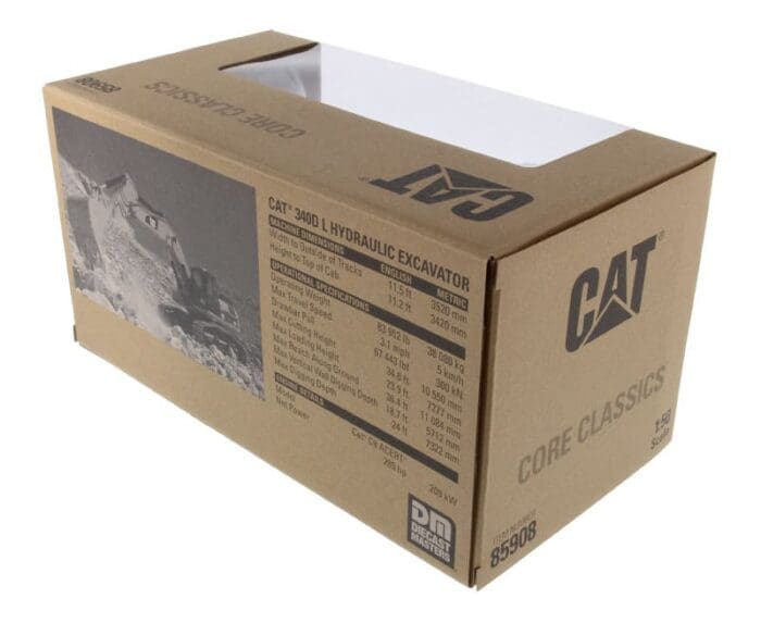 A cardboard box with a cat on it