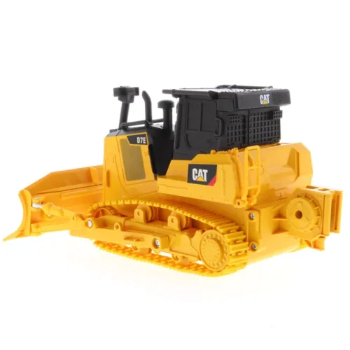 A yellow cat bulldozer with black bucket.