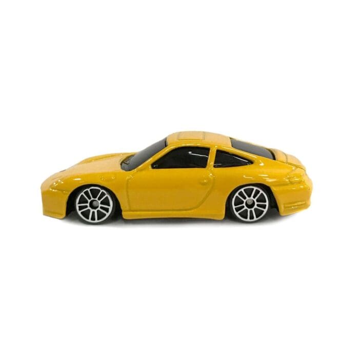 A yellow toy car is shown in this picture.