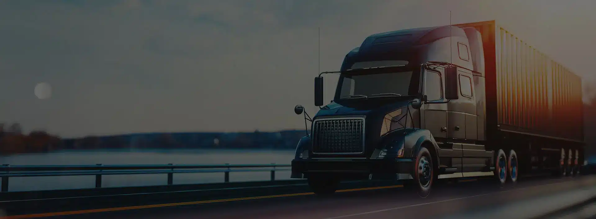 An aesthetic truck image driving along a highway